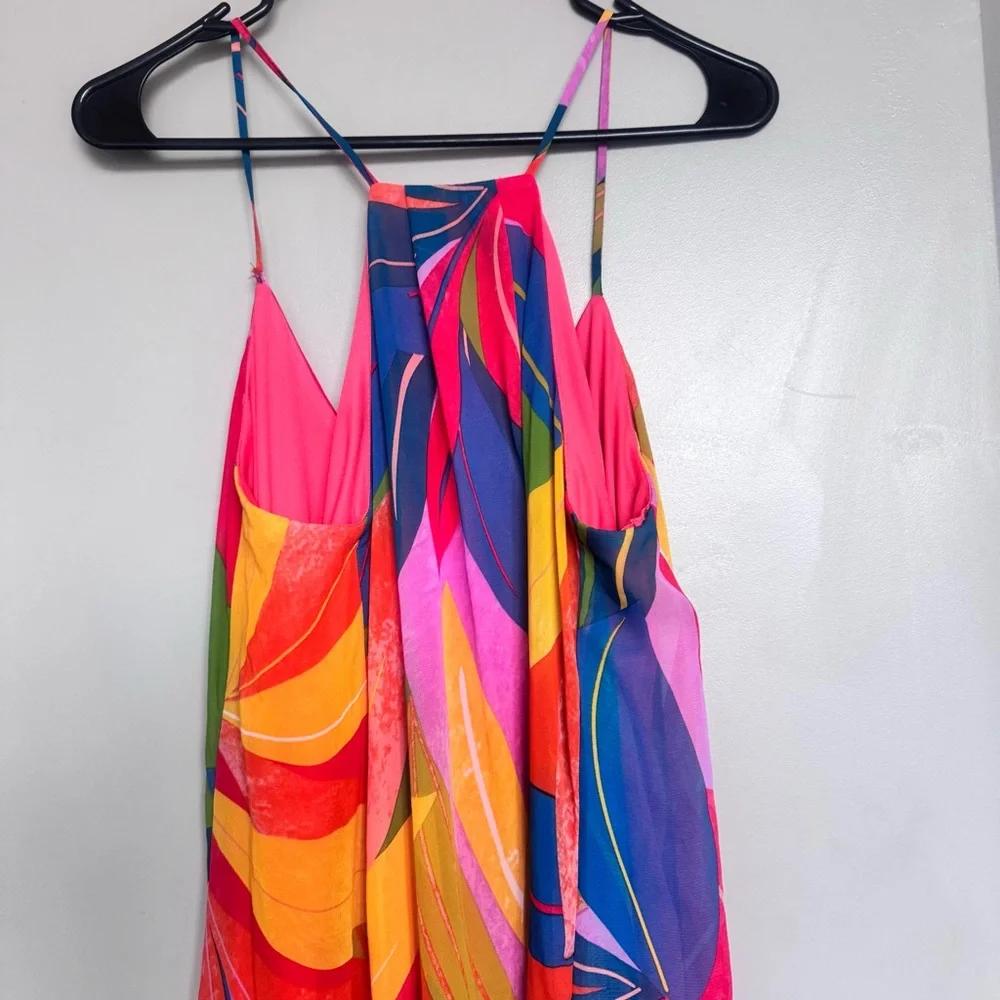 Nicole Miller Chiffon Tropical Maxi Dress Multicolor Size Medium - Picture 5 of 6